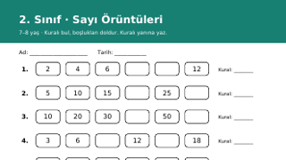 2. Sınıf Sayı Örüntüleri ücretsiz çalışma kağıdı önizleme