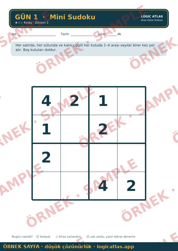 Tag 1: Mini-Sudoku-Seite – Vorschau mit Wasserzeichen