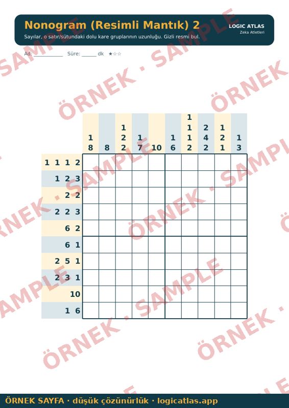 Nonogram sayfası — filigranlı önizleme